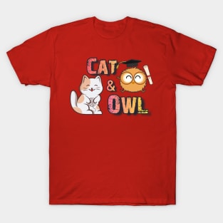 "Cat & Owl"  Awesome Design T-Shirt